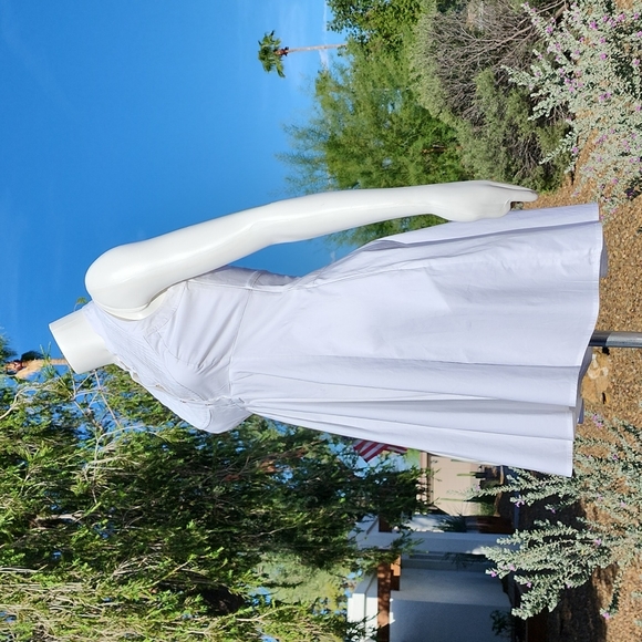 TED BAKER Raii Sleeveless Shirtdress 1 XS 4 White Cotton Dress Pleated Bib - Picture 14 of 15